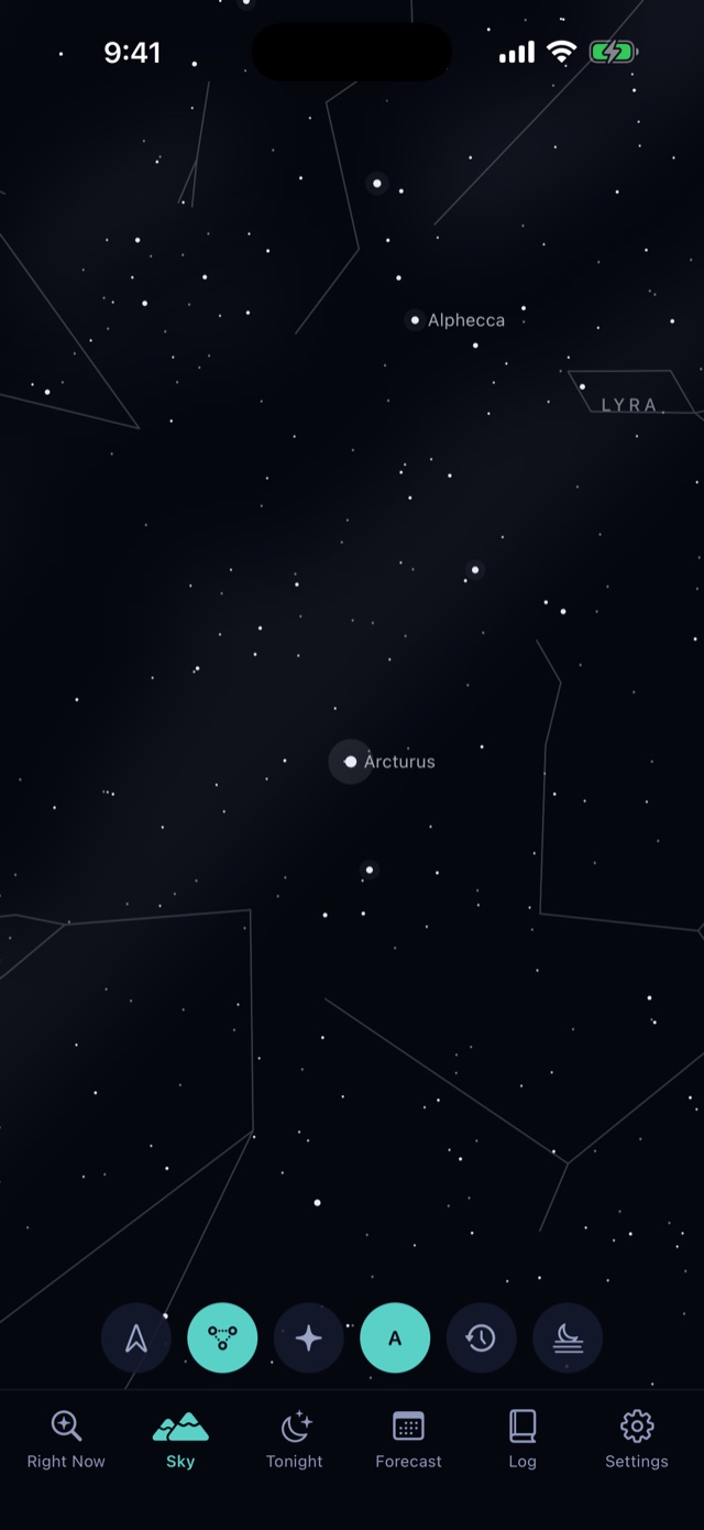 The same patch of sky as Sky Clock draws it from a truly dark site: far denser with stars.